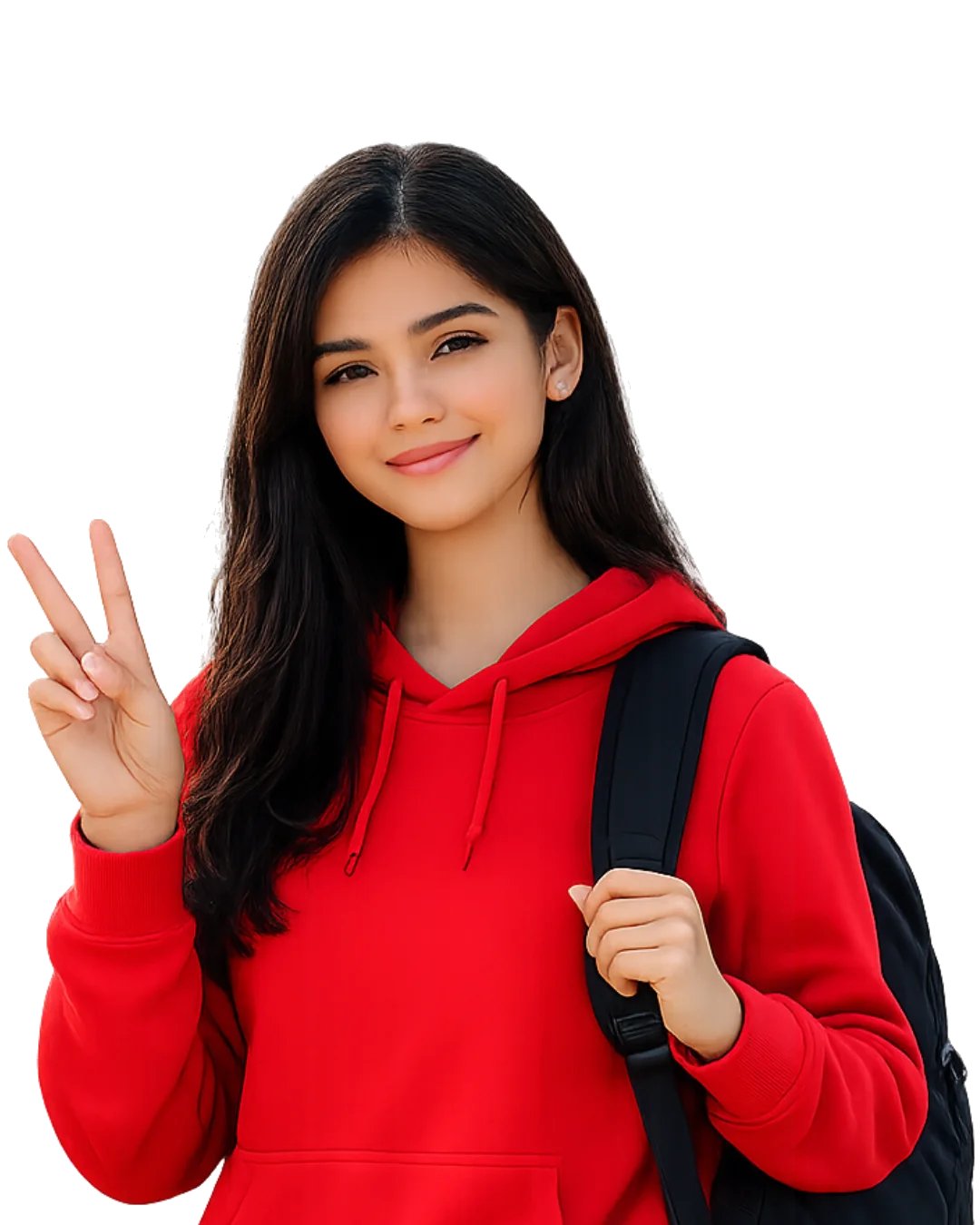 Alumna de Bachillerato Jefferson con carpeta de trabajo